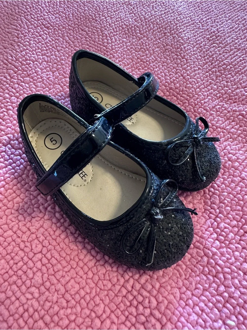 Cherokee Black Glitter Mary Jane Shoes for Kids